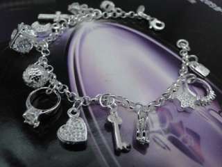 Silver Plated DIY Moon Star Heart Charms Bracelet JB278  