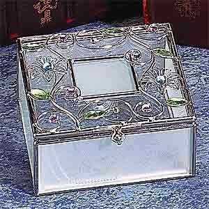    Crystal Clear Floral Design Glass Jewelry Box: Home & Kitchen