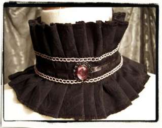 Gothic Victorian Black + Pink Lace Neck Posture Ruff  