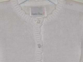 New Girls Lovely White Sweater w/ Pearls & Satin by Sophie Rose, Sz 