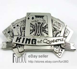 Poker King Playing Card Buckle Genuine Leather Belt  