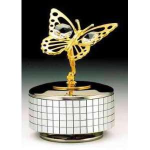  Butterfly Silver Gold Swarovski Crystal Music Box