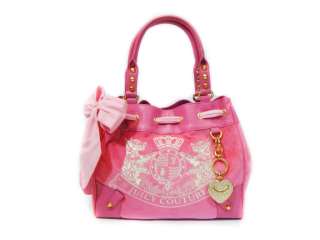 NWT JUICY COUTURE Hot Pink Scottie Embroidery Daydreamer Bag W/ Gold 