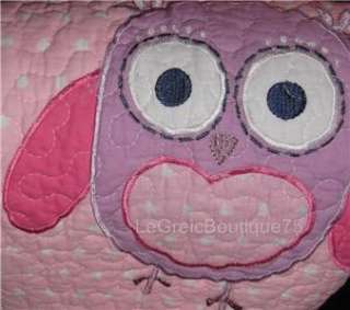   POSIES~ SPRING OWL ~ (7PC) GIRLS Twin Quilt set sheet pink bird  