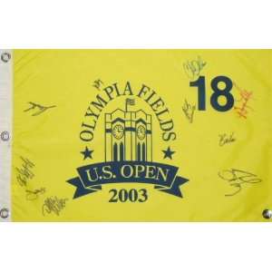  2003 US Open Multi Signed Flag w/10 Signatures Of PGA 