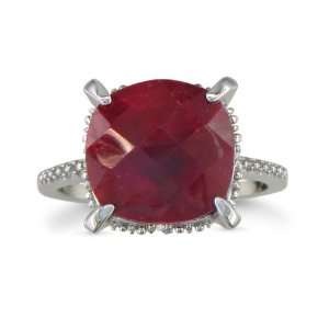  Ruby and Diamond Ring Crafted in Sterling Silver 7 1/2ct 