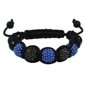   Hip Hop Macrame Braided Shiny Blue/black Color Stone Bracelet Jewelry