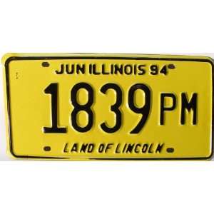 Illinois Land of Lincoln, June Illinois 94 License Plate with Yellow 