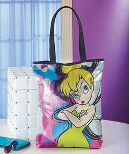 Tinker Bell Disney Licensed Sequined Tote Great for Shopping Overnight 