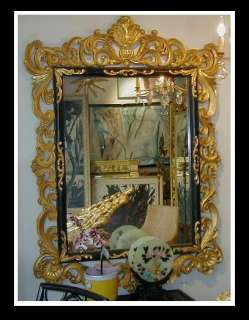 Huge Hand Carved Italian Giltwood & Ebonized Mirror  