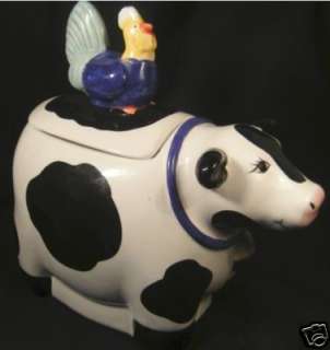 Collectible COW w/CHICKEN LID Ceramic COOKIE JAR Fun!  