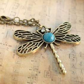 2011 New Fashion Vintage Hollow carved Dragonfly Pendant Necklace 5045 