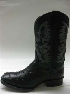 BIG SQUARE TOE OSTRICH FULL QUILL COWBOY BOOTS WESTERN SHOES BIKER 