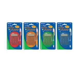  BAZIC Multicolor 8 Digit Grip Calculator w/ Retractable Pen 