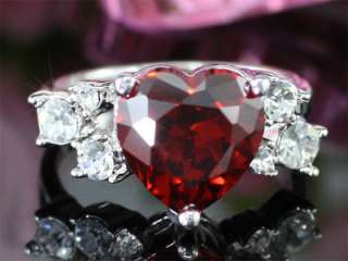 Carat Dark Red Heart Ring use Swarovski Crystal SR087  