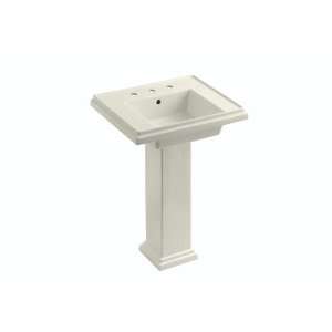   inch Pedestal Lavatory with 8 inch Widespread Faucet Drilling, Biscuit