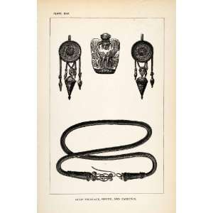  1878 Wood Engraving Cyprus Necklace Sphinx Jewelry 