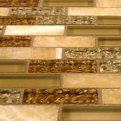   Reflections Subway 5/8x2 in Amber Glass/Stone Mosaic Tile (Pack of 10