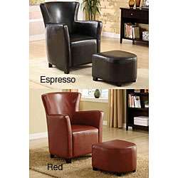 Single seat Bicast Leather Chair and Ottoman Set  Overstock