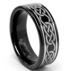 Mens Tungsten Carbide Black Celtic Ring (8 mm)  Overstock