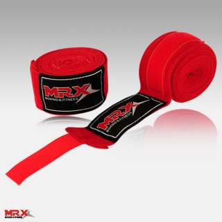 MRX BOXING HAND WRAPS PUNCH BAG TRAINING MITTS RED COTTON PAIR  