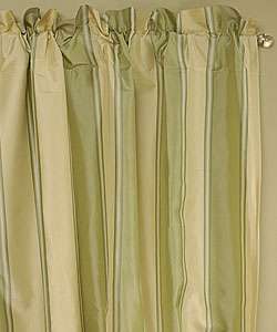 Silk Taffeta Green/ Ivory Stripe Curtain (India)  
