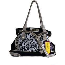 Black and White Animal Print Gold Stud Handbag  Overstock