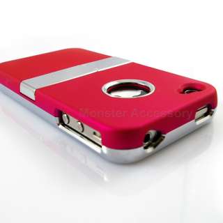 Pink Kickstand Hard Case Snap On Cover For Apple iPhone 4S NEW  
