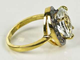   18k Gold/Sterling 4.65ct Genuine Rose Cut Diamonds & Aquamarine Ring