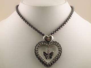 Heart Pendant Butterfly Crystal Necklace Earrings s0245  