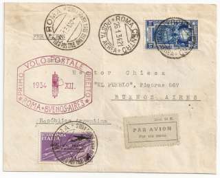 1934 ITALY TO ARGENTINA FIRST FLIGHT COVER, CRASHED   