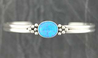 Sterling Silver Blue Opal Cuff Bracelet Navajo Sterling Silver Native 