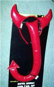   Red Padded DEVIL HORNS & TAIL Set Halloween Costume Size 4 5 6  
