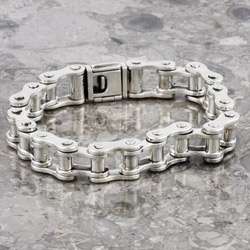 Sterling Silver Mens Bicycle Chain Bracelet (Mexico)  Overstock