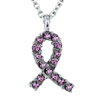   Crystal Breast Cancer Awareness Ribbon Charm Necklace  Overstock