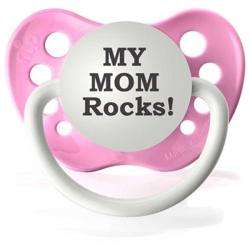 Personalized Pacifiers My Mom Rocks Pacifier in Pink  
