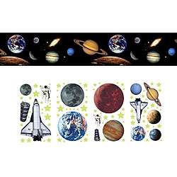 Self adhesive Outer Space Wall Decor Set  