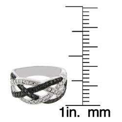   Silver Black Diamond Accent Braided Design Ring  Overstock