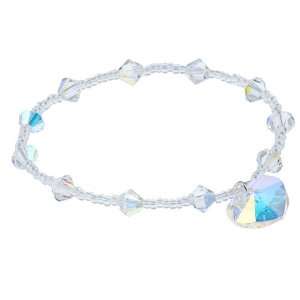  Crystale Sterling Silver Clear Seed Bead Crystal Heart 