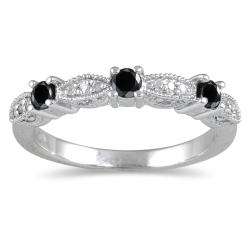 10k Gold Womens 1/3ct TDW Black and White Diamond Wedding Ring 