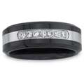 Black Ceramic and Stainless Steel Mens 1/5ct TDW Diamond Band 