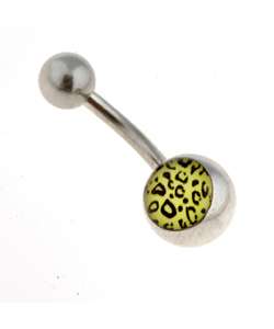 Leopard Print Curved Barbell Belly Ring  