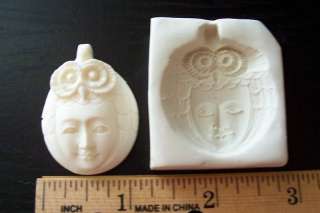   Goddess Hard Polymer Clay Mold Face Spirit Totem 1 3/8 High  