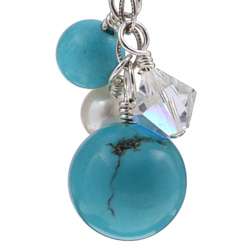 Charming Life Sterling Silver Turquoise and Pearl Earrings (6 mm 