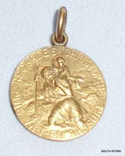 ANTIQUE ST CHRISTOPHER ART NOUVEAU FRENCH GOLD FILLED TAIRAC MEDAL 