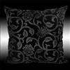 2x new black flock throw pillow case cushion cover 2 black flowers 