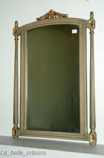 CHARMING FRENCH BEVELED MIRROR OLIVE GREEN PATINA.  