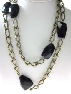NEW NUGAARD DESIGNS Brass Black Quartz Long Necklace  