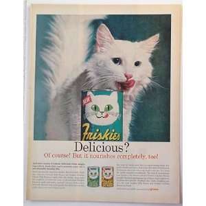  1961 Friskies Cat Food White Cat Print Ad (2613): Home 