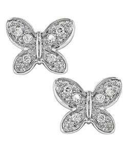14k White Gold Butterfly Earrings  